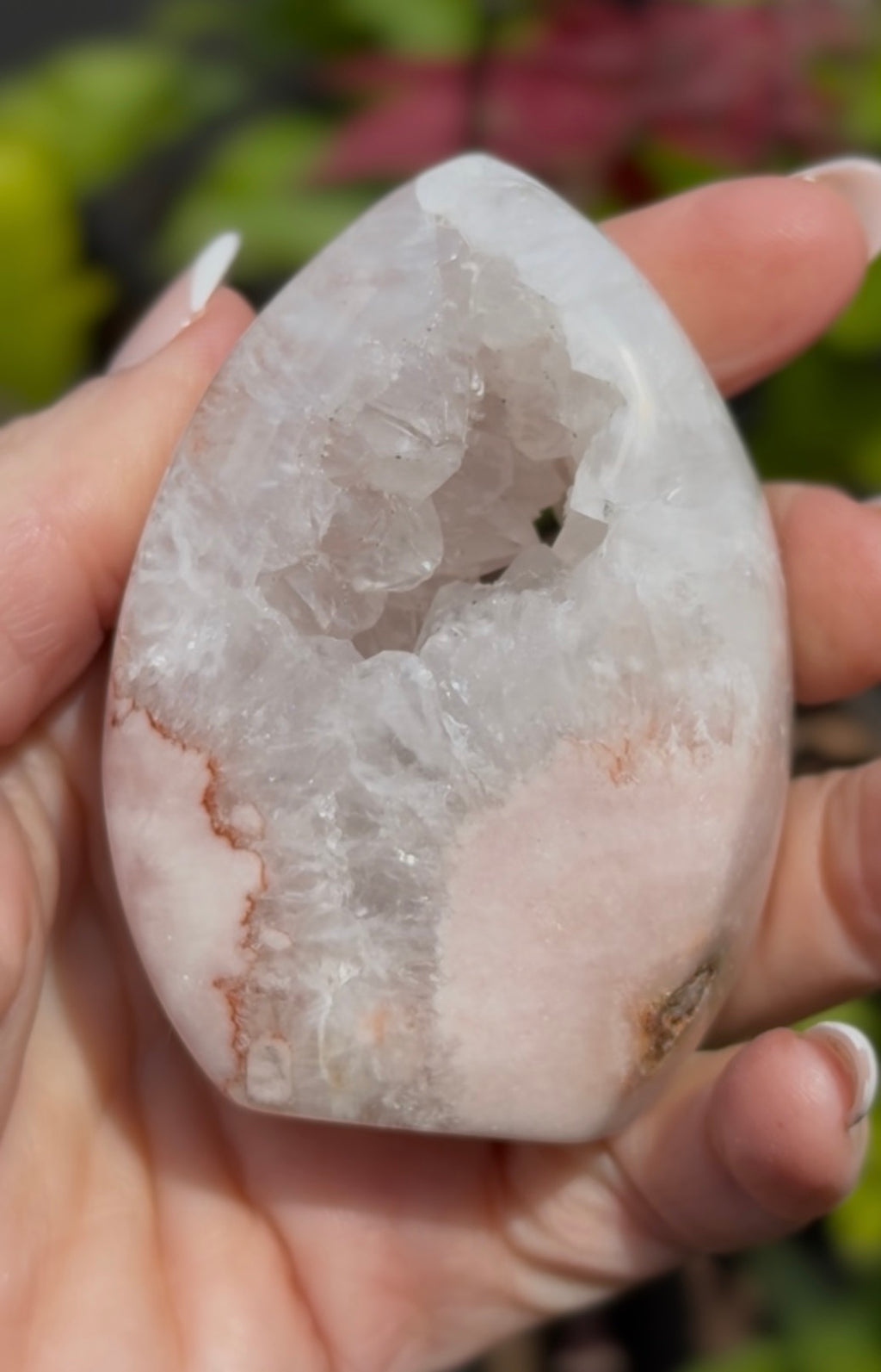 Flower Agate Freeform with Crystal Pocket Drusy